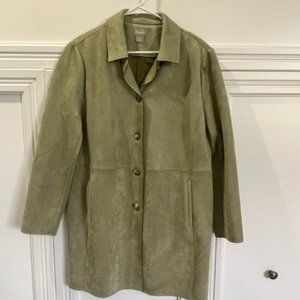 Chicos Green Suede 3/4 Length Jacket